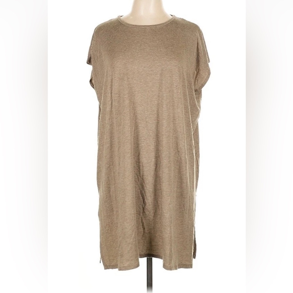 Lot of 3 perfect XL Eileen Fisher spring/summer dresses 48” B aqua grey camel - Picture 8 of 12